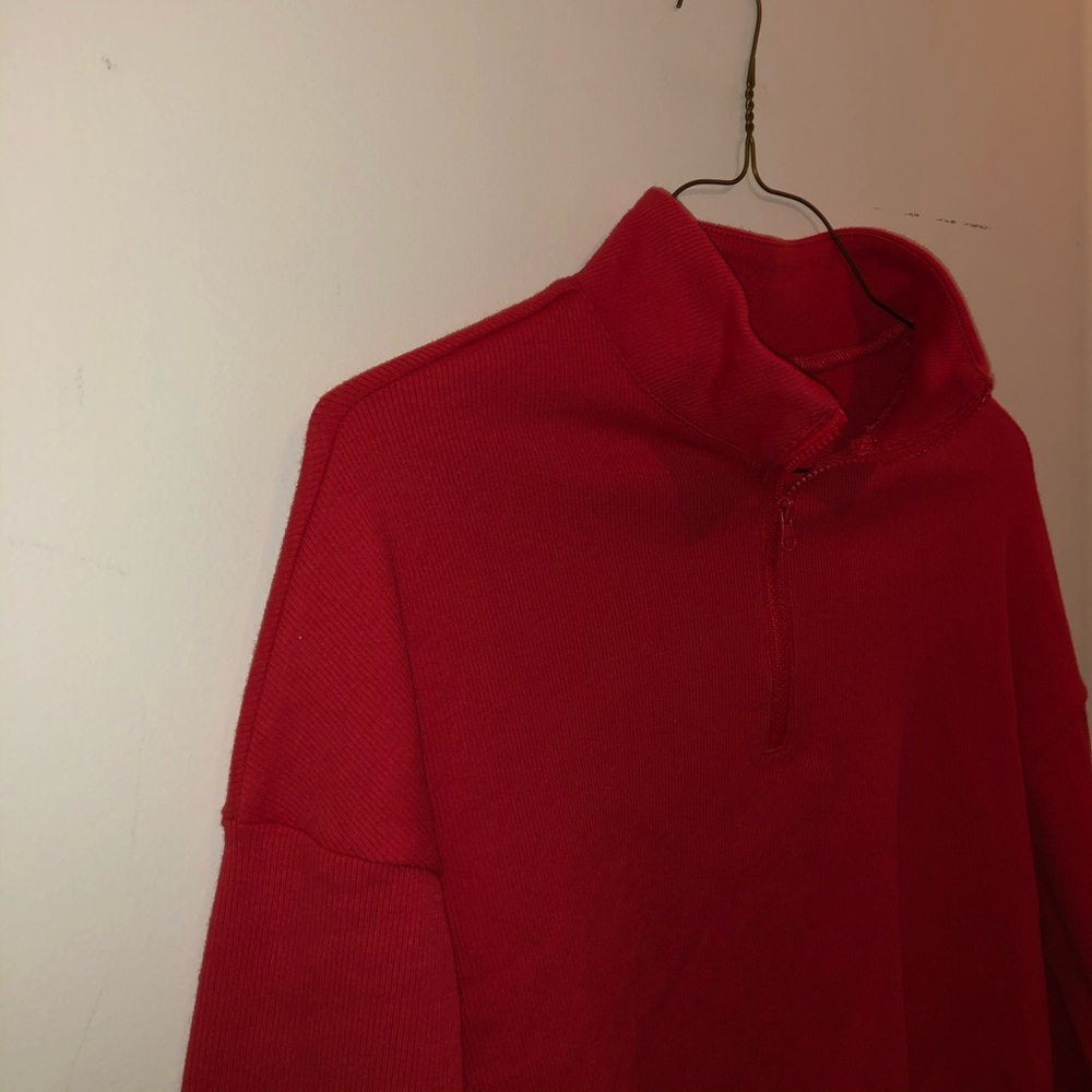 Garage red mock neck zipper